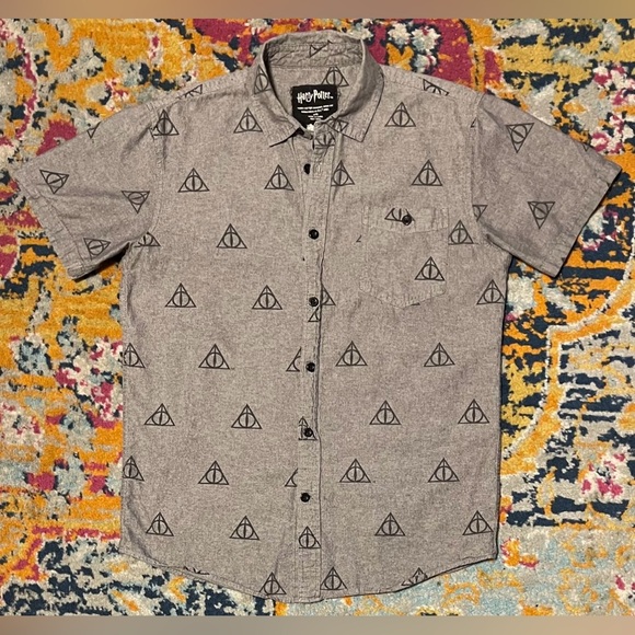 Harry Potter Deathly Hallows Button Down Shirt - Picture 1 of 1